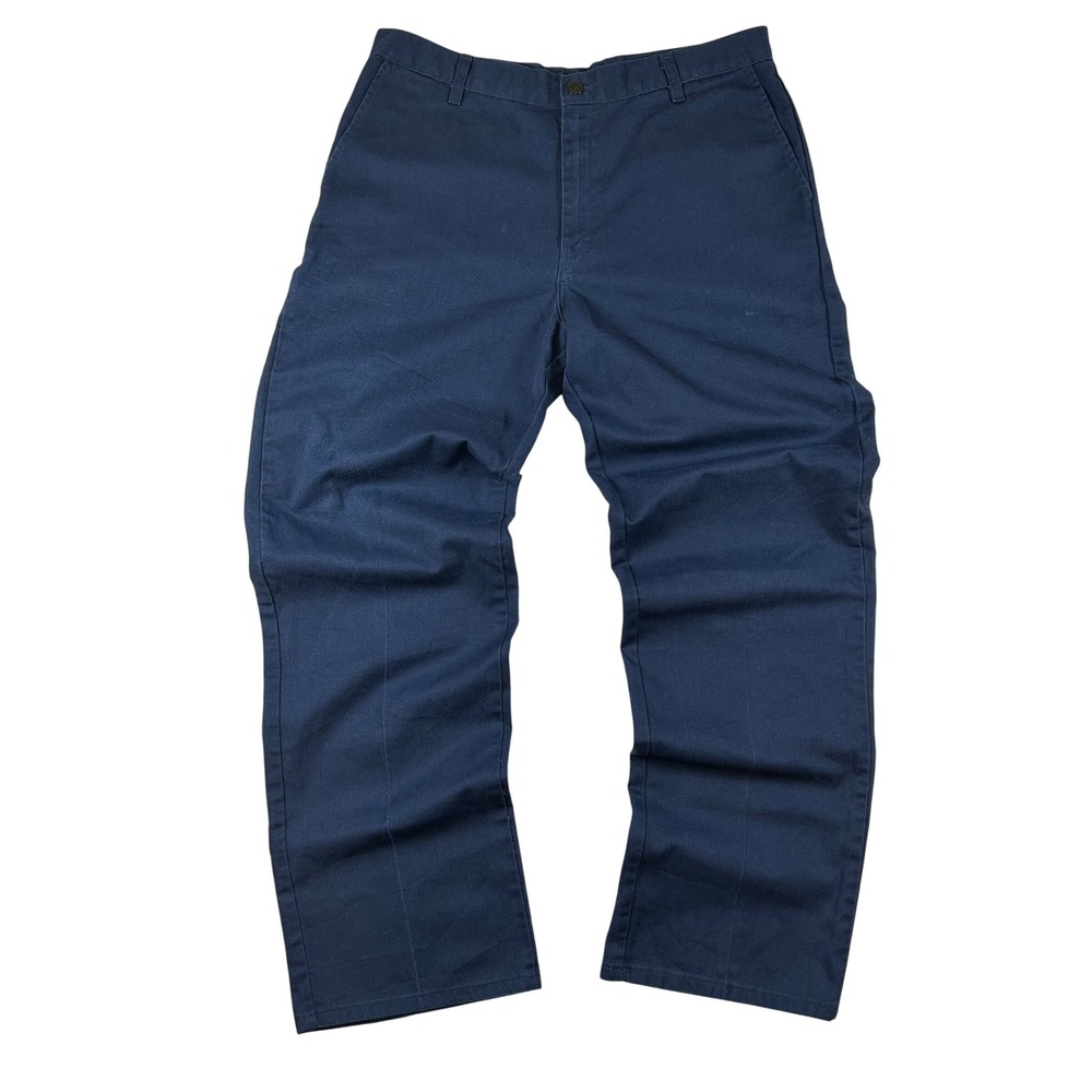 Dickies Men Navy Blue Multi Pocket Work‎ Pants Flat Front Chino Size 36x33